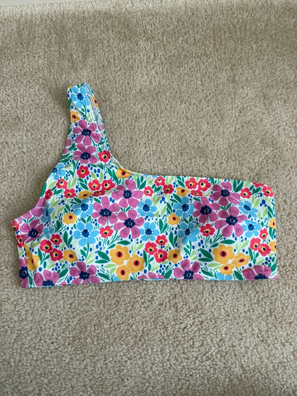 Womens Asymmetrical Floral Bikini Top (L)